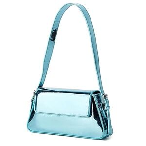 Shiny Metallic Blue Handbag